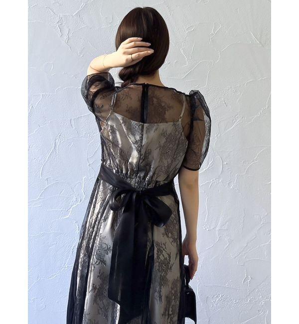 dazzlin「ラメチュールレースパイピングドレス」|ドレス|