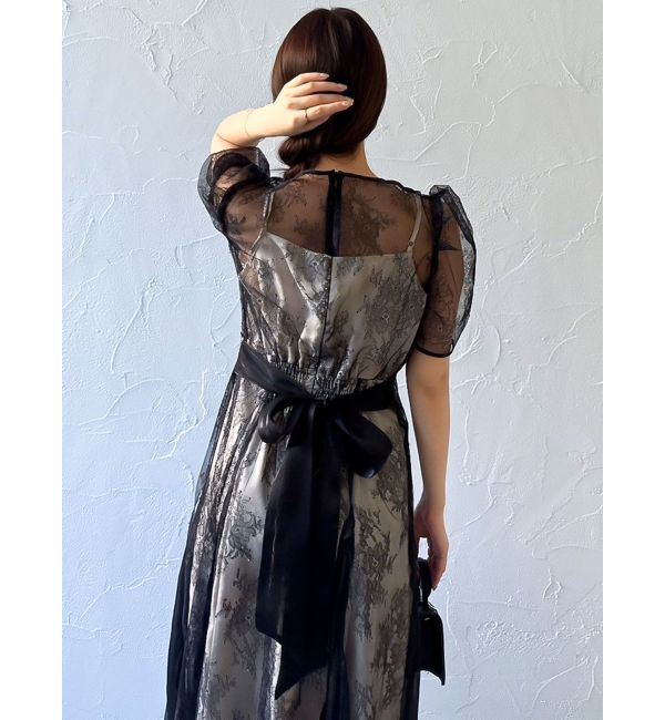 dazzlin「ラメチュールレースパイピングドレス」|ドレス|