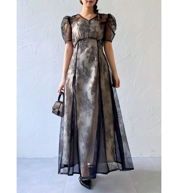 dazzlin「ラメチュールレースパイピングドレス」|ドレス|