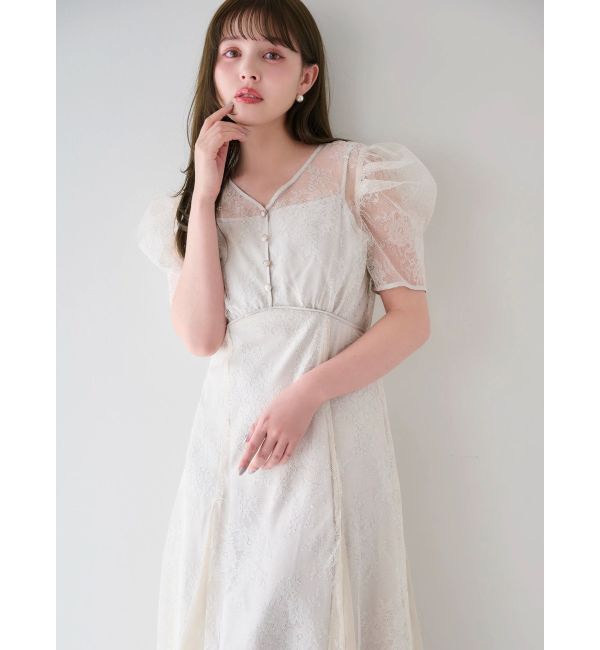 dazzlin「ラメチュールレースパイピングドレス」|ドレス|