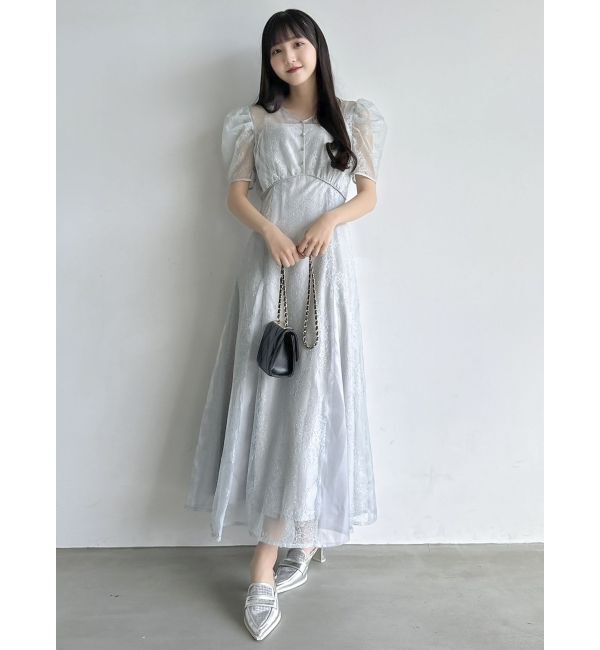 dazzlin「ラメチュールレースパイピングドレス」|ドレス|