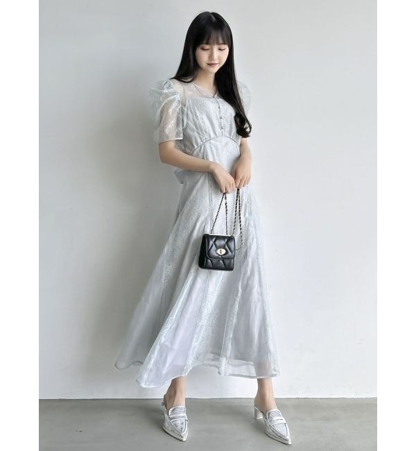 dazzlin「ラメチュールレースパイピングドレス」|ドレス|