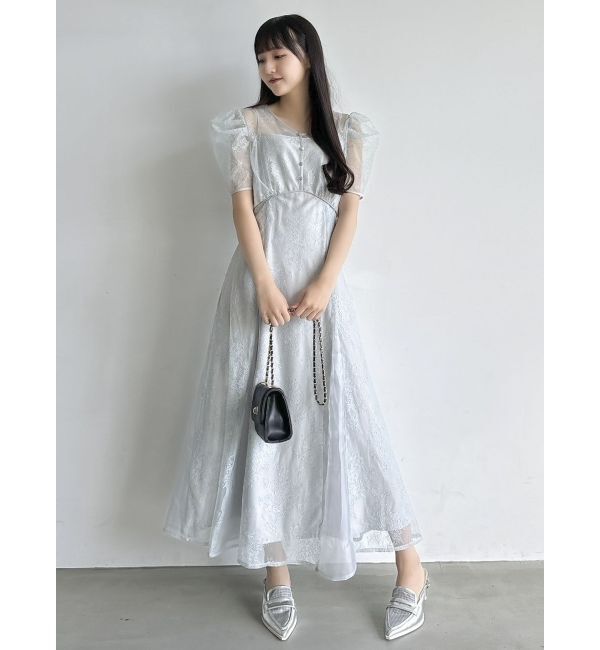 dazzlin「ラメチュールレースパイピングドレス」|ドレス|
