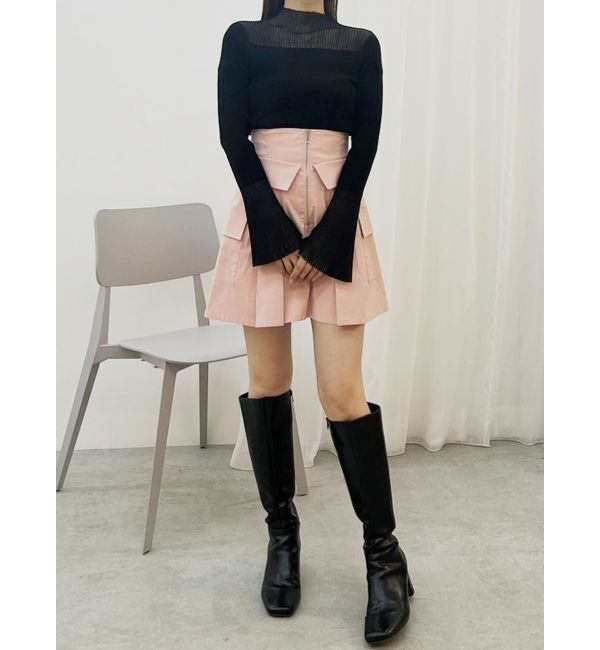 MERCURYDUO「シアー切替フレアスリーブニット」|ニット・セーター|