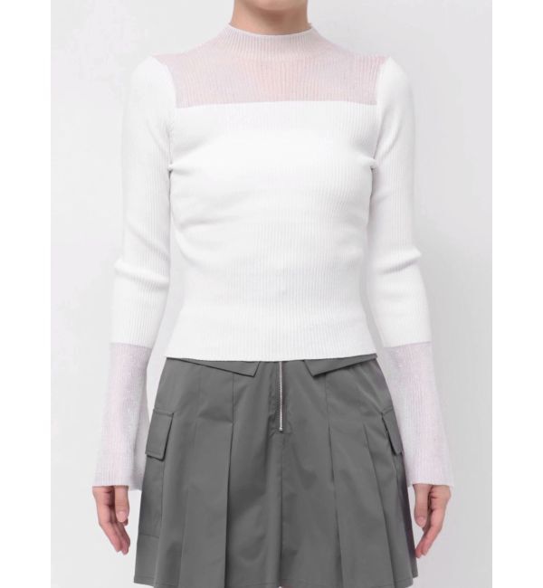 MERCURYDUO「シアー切替フレアスリーブニット」|ニット・セーター|
