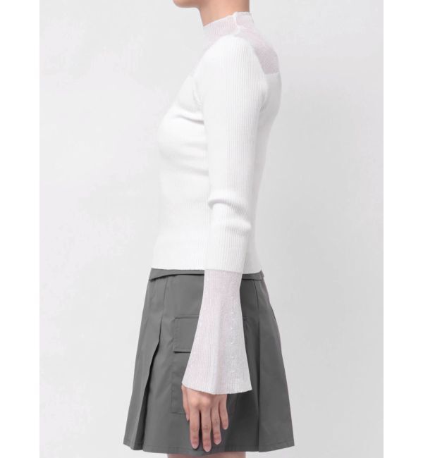 MERCURYDUO「シアー切替フレアスリーブニット」|ニット・セーター|