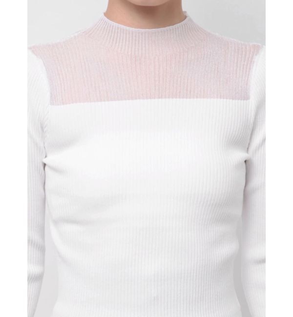 MERCURYDUO「シアー切替フレアスリーブニット」|ニット・セーター|