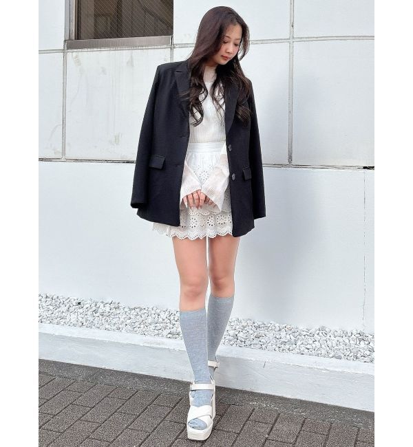 MERCURYDUO「シアー切替フレアスリーブニット」|ニット・セーター|