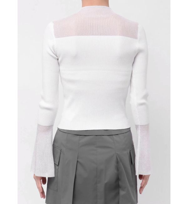 MERCURYDUO「シアー切替フレアスリーブニット」|ニット・セーター|
