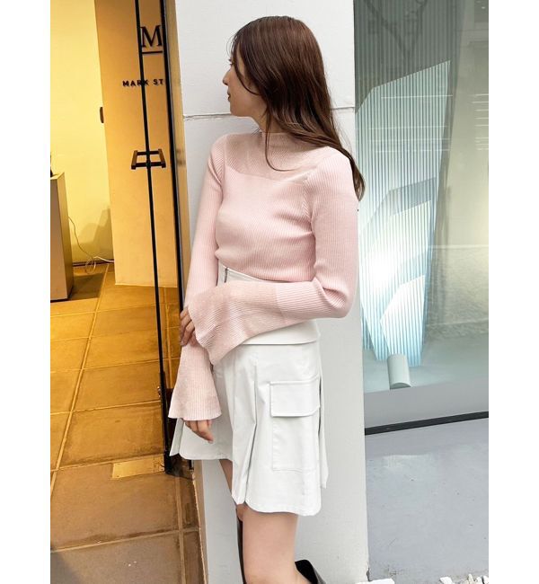 MERCURYDUO「シアー切替フレアスリーブニット」|ニット・セーター|