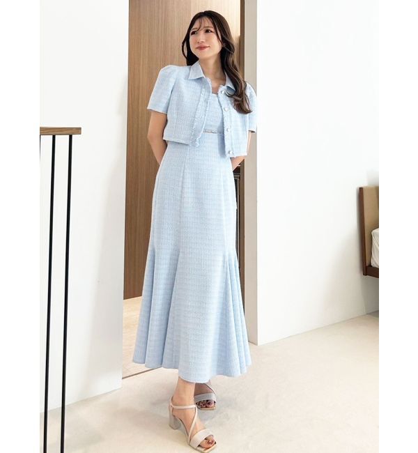 MERCURYDUO「カットアウトツイードマーメイドワンピース」|ワンピース|