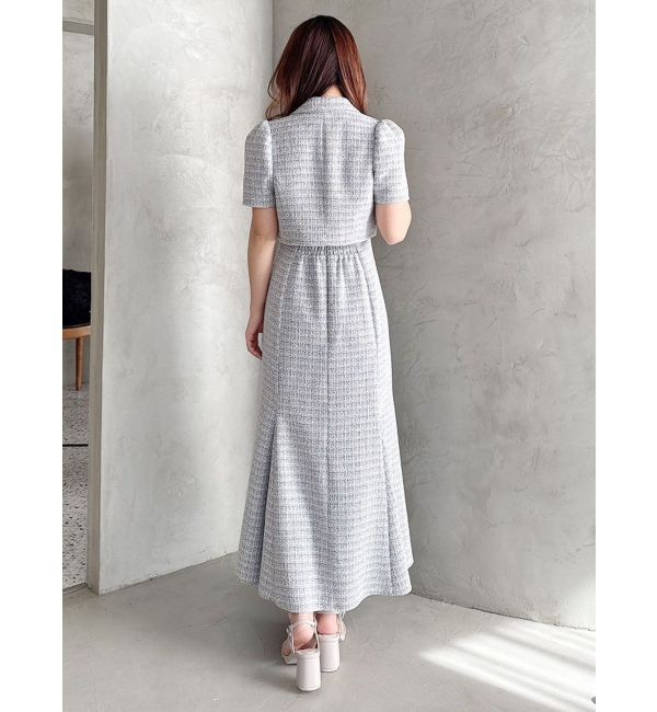 MERCURYDUO「カットアウトツイードマーメイドワンピース」|ワンピース|