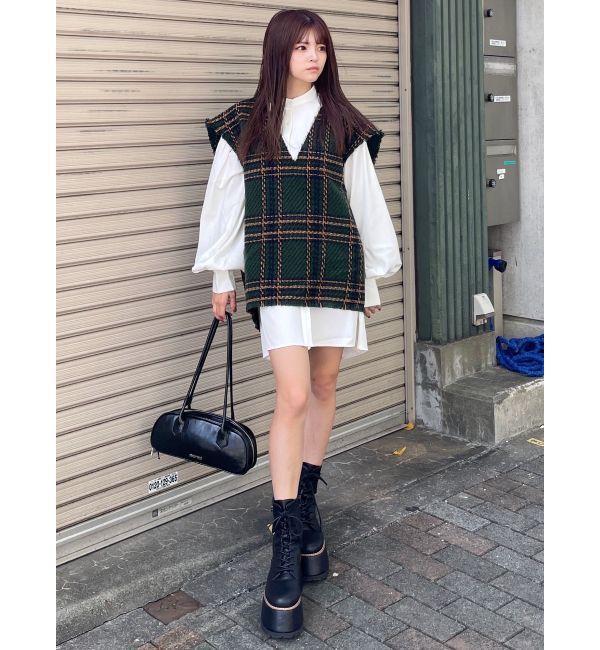 MURUA「オリジナルツイードシャツワンピース【2way】」|ワンピース|