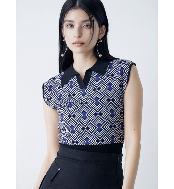 MURUA「ジオメトリックニットタンク」|タンクトップ|ブラック