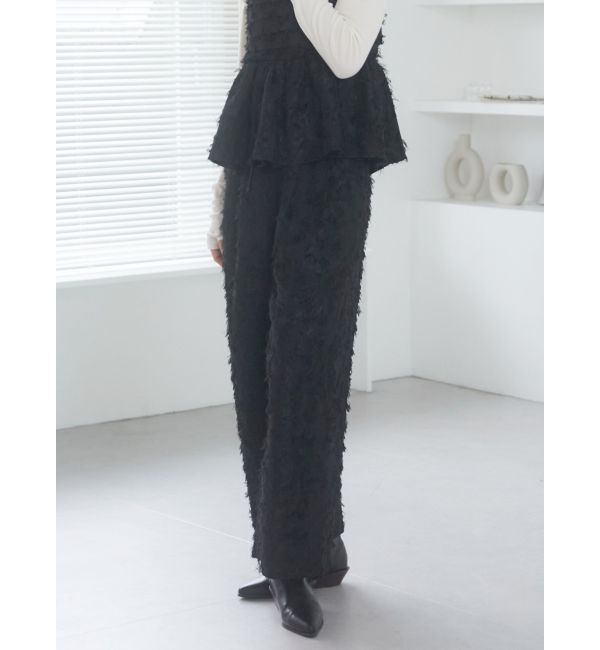 Ungrid「ジャカードワイドラフパンツ」|その他|ブラック