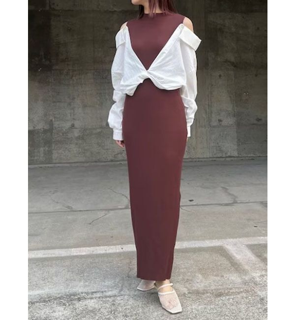 LAGUNAMOON「シャツドッキングリブニットワンピース」|ワンピース|