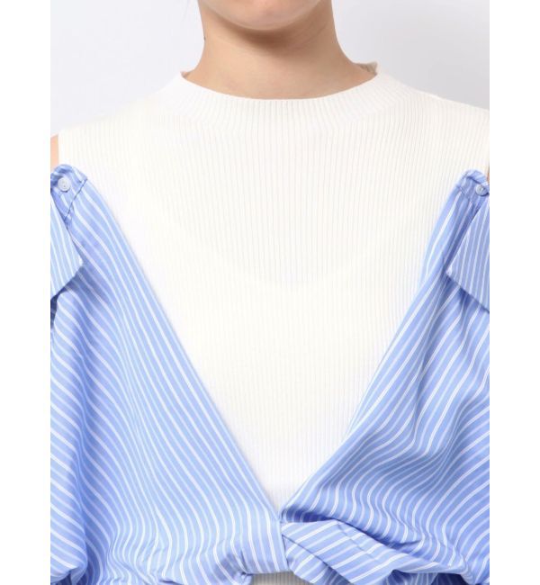 LAGUNAMOON「シャツドッキングリブニットワンピース」|ワンピース|