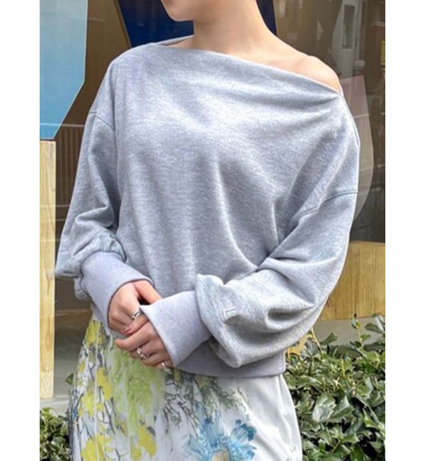 LAGUNAMOON「オフショルラメスウェットプルオーバー」|Tシャツ・カットソー|グレー