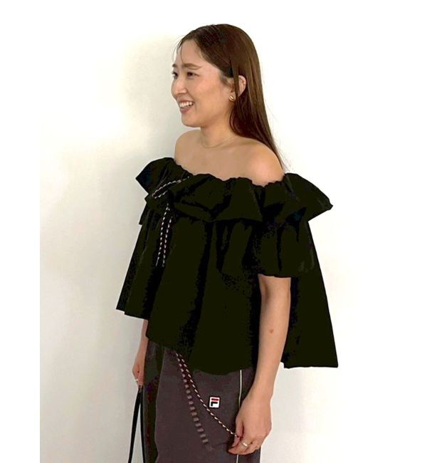 LAGUNAMOON「【FILA別注】フリルオフショルブラウス」|シャツ・ブラウス|