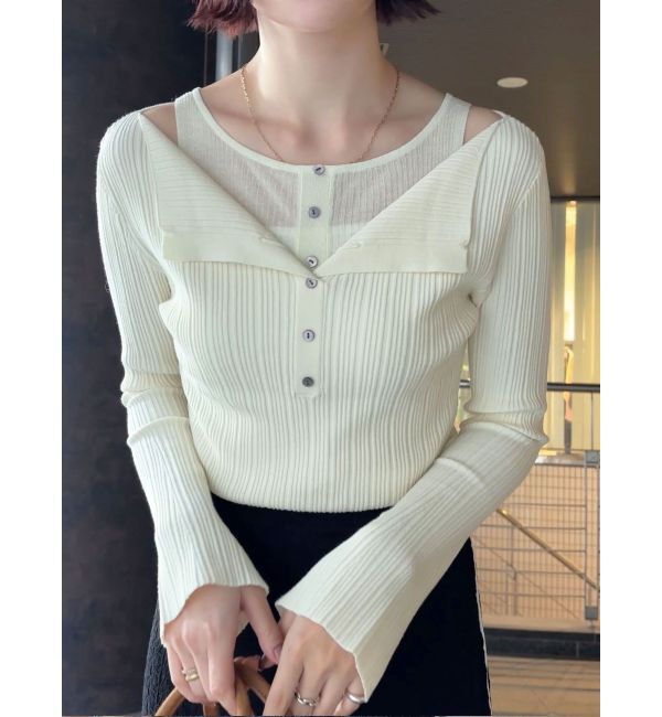 LAGUNAMOON「レイヤードライクリブニットプルオーバー」|ニット・セーター|