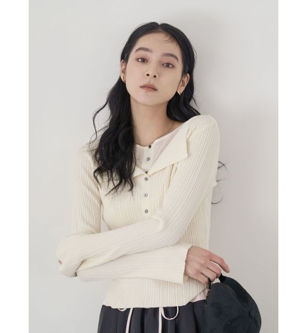 LAGUNAMOON「レイヤードライクリブニットプルオーバー」|ニット・セーター|