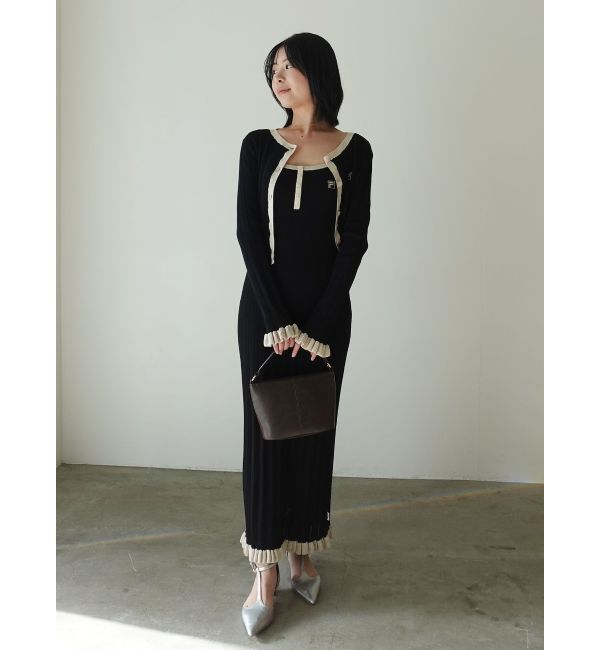 LAGUNAMOON「【FILA別注】ドライタッチバイカラーフリルデザインニットカーディガン」|カーディガン|