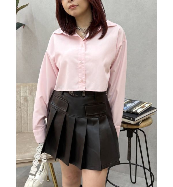 EVRIS「BASICクロップドカラーシャツ」|シャツ・ブラウス|ピンク