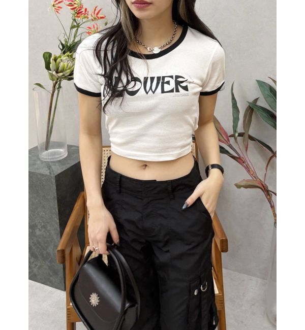 EVRIS「FLOWERストラップクロップドＴシャツ」|Tシャツ・カットソー|