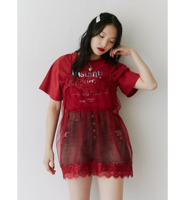 jouetie「ランジェリーレイヤードチュニックTシャツ」|Tシャツ・カットソー|