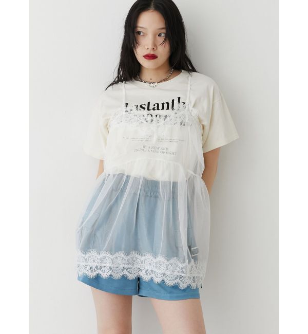 jouetie「ランジェリーレイヤードチュニックTシャツ」|Tシャツ・カットソー|