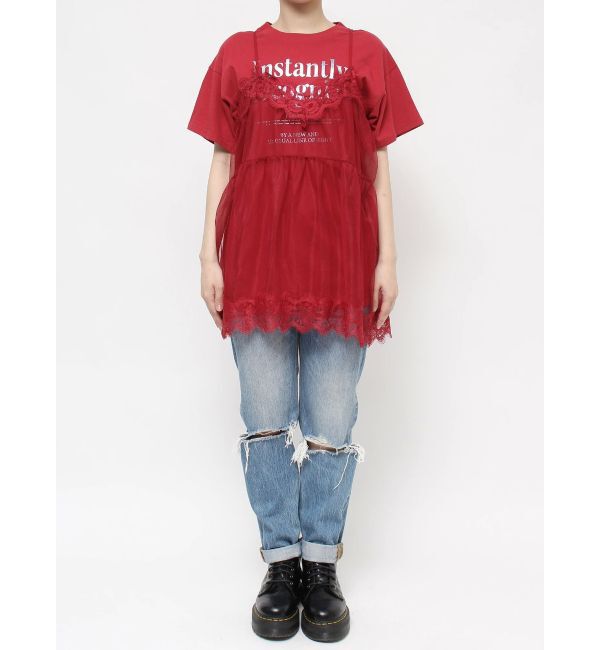 jouetie「ランジェリーレイヤードチュニックTシャツ」|Tシャツ・カットソー|