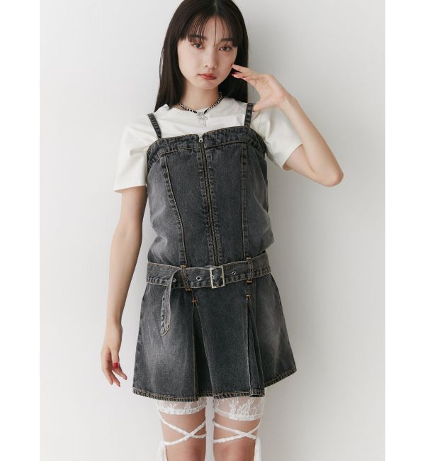 jouetie「タックプリーツデニムキャミワンピース」|ワンピース|