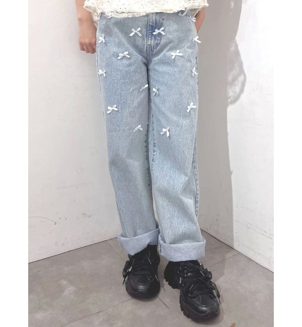 merry jenny「petit ribbonデニムパンツ」|その他|ブルー