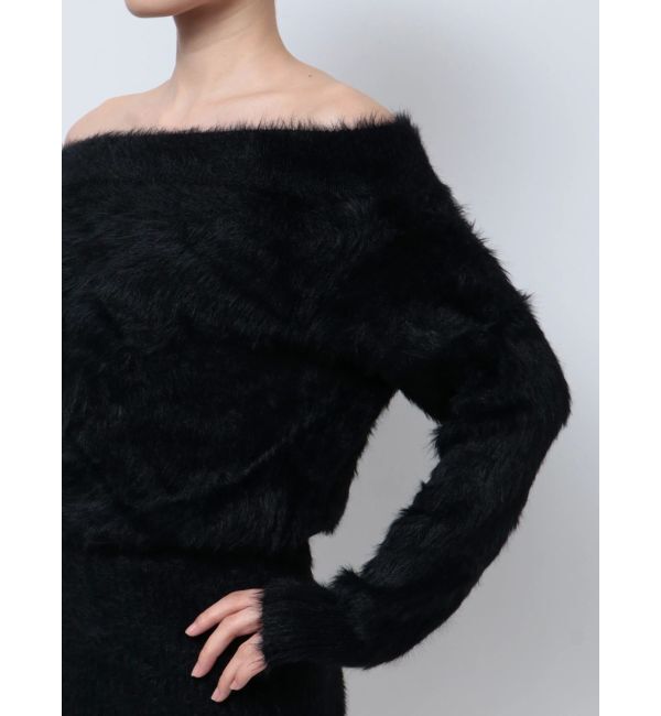 GYDA「オフショルデザインシャギーニットワンピース」|ワンピース|