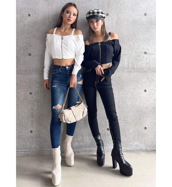 GYDA「Symmetry GYDAオフショルシャツブラウス」|シャツ・ブラウス|