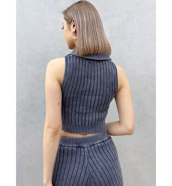 GYDA「ハーフZIPノースリブリーチポロニットトップス」|ニット・セーター|