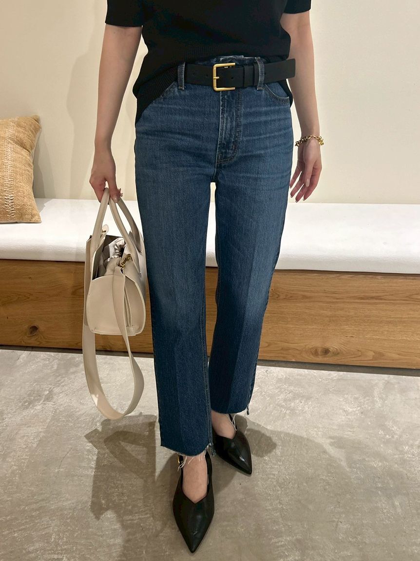 Mila Owen「裾段差テーパードデニムパンツ」|デニム|