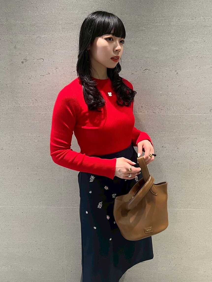 FURFUR「【限定カラー】リボン刺繍リブニットトップス」|ニット・セーター|