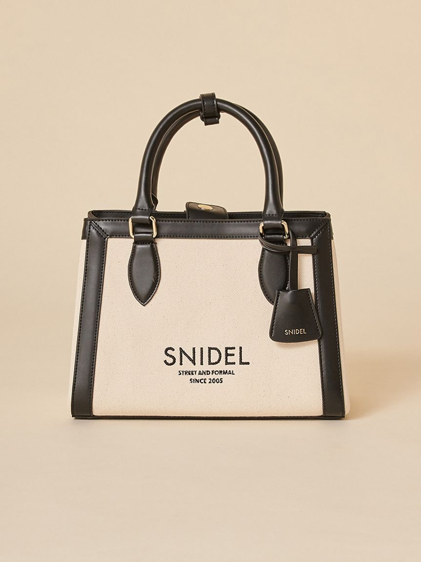 SNIDEL「キャンバスロゴバッグ」|ハンドバッグ|BLK