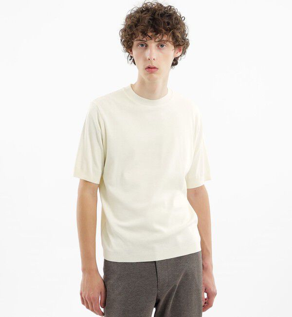 MACKINTOSH PHILOSOPHY「18Gコットン天竺 クルーネックニットTシャツ」|ニット・セーター|オフホワイト