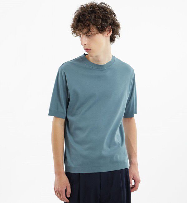 MACKINTOSH PHILOSOPHY「18Gコットン天竺 クルーネックニットTシャツ」|ニット・セーター|ブルー