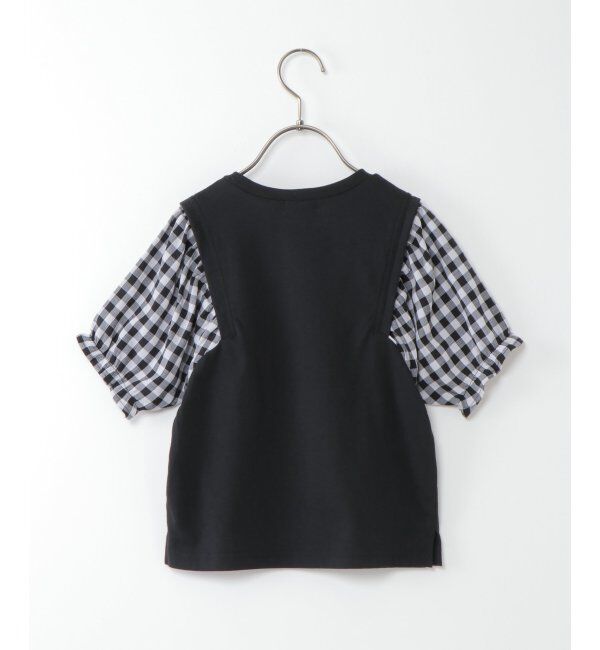 ikka kids「【キッズ】サッカーギンガムスリーブTシャツ(100~160cm)」|Tシャツ・カットソー|