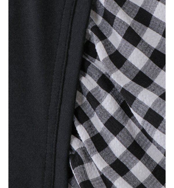 ikka kids「【キッズ】サッカーギンガムスリーブTシャツ(100~160cm)」|Tシャツ・カットソー|