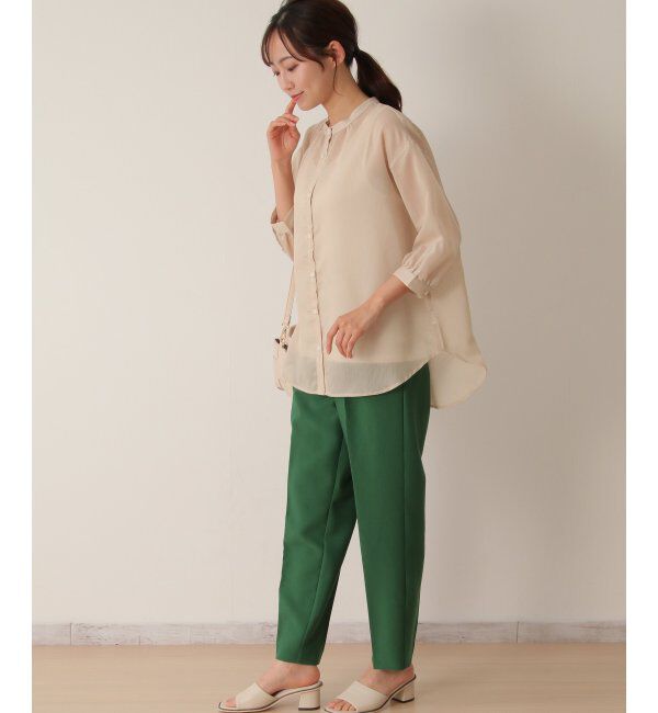 ikka「シアーストライプバンドカラーシャツ」|シャツ・ブラウス|