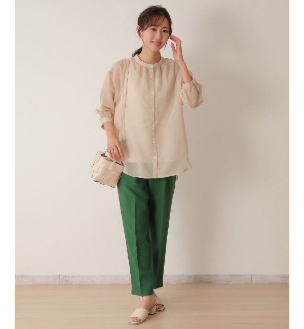 ikka「シアーストライプバンドカラーシャツ」|シャツ・ブラウス|