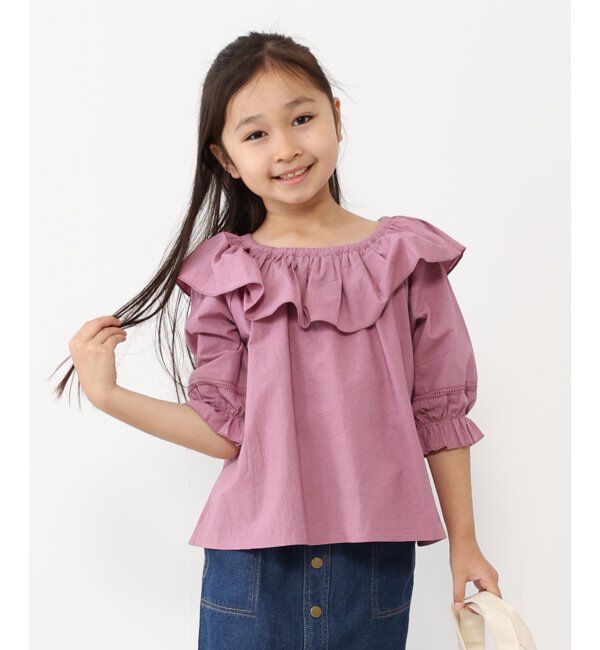 ikka kids「7分袖フリル襟ブラウス（120~160cm）」|シャツ・ブラウス|ピンクケイ