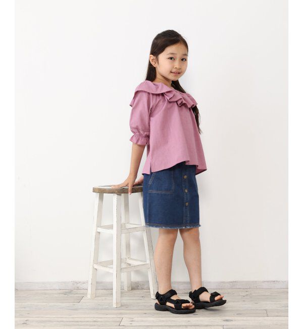 ikka kids「7分袖フリル襟ブラウス（120~160cm）」|シャツ・ブラウス|