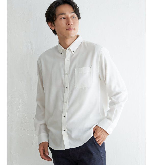 ikka「イージーケアフランネル無地シャツ」|シャツ・ブラウス|ホワイト