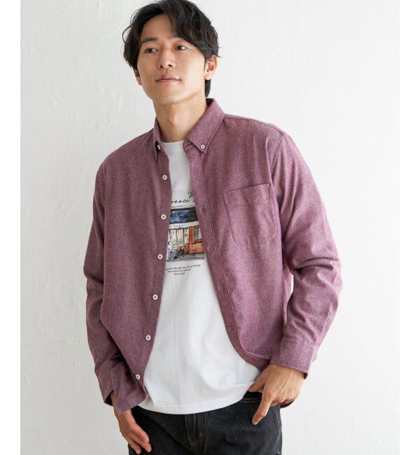 ikka「イージーケアフランネル無地シャツ」|シャツ・ブラウス|ワイン