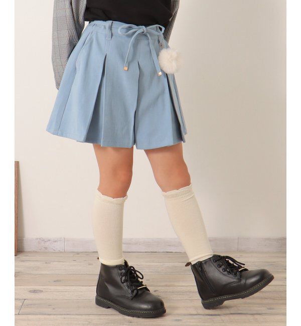 ikka kids「ポンポン付きプリーツキュロット（120~160cm）」|スカート|